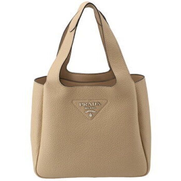 Prada Tote Bag Triangle Logo Vitello Dino Leather - Picture 2 of 7